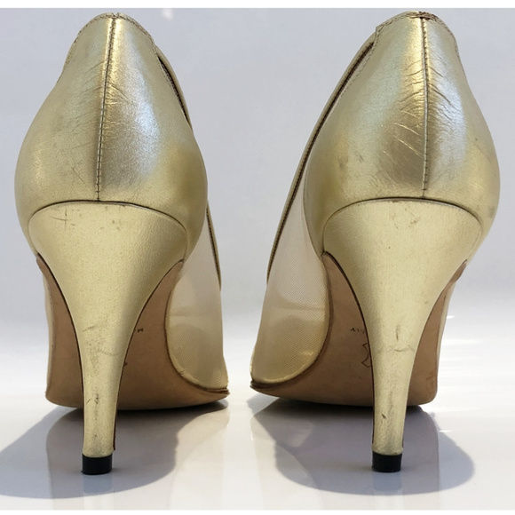 René Mancini Gold Leather Pumps, Italian sz 6.5 - Picture 7 of 8
